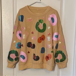 Sequin Animal-Print Sweatshirt - XL - worn once